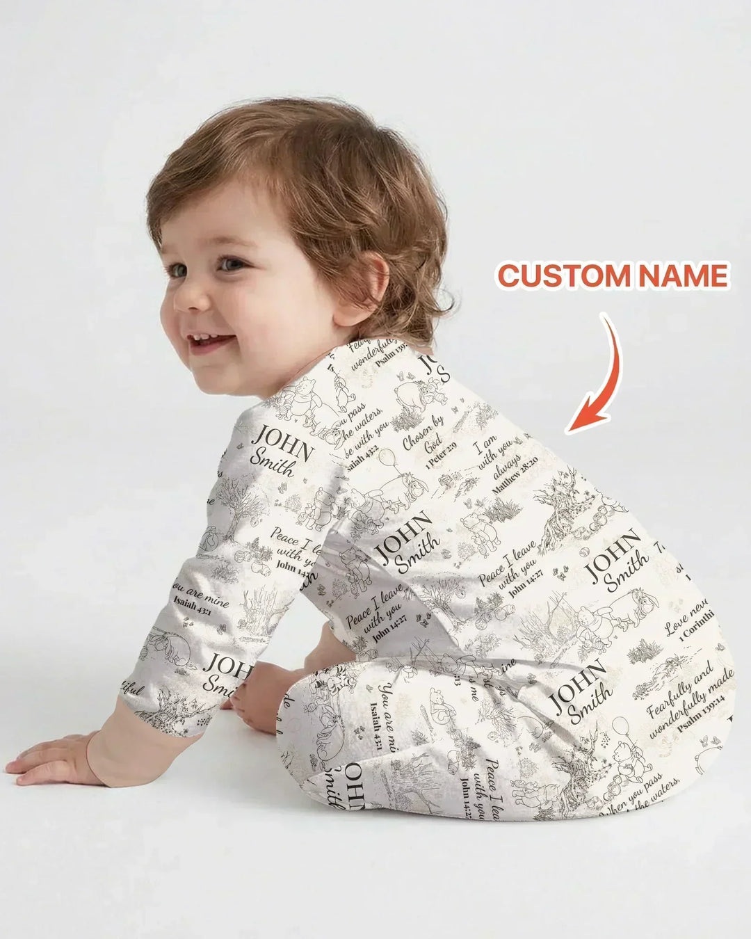 Classic Bear Bible Verse Custom Name Bamboo Convertible Zippy