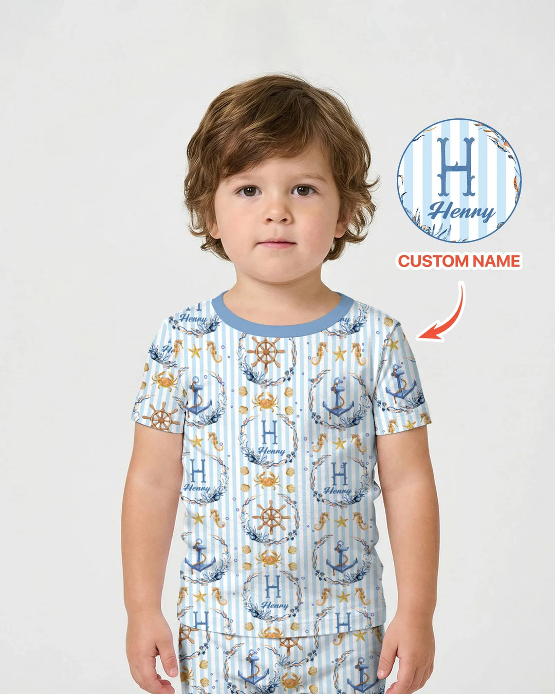 Zweiteiliges Pyjama-Set mit kurzen Ärmeln und Shorts im Sommer-Design