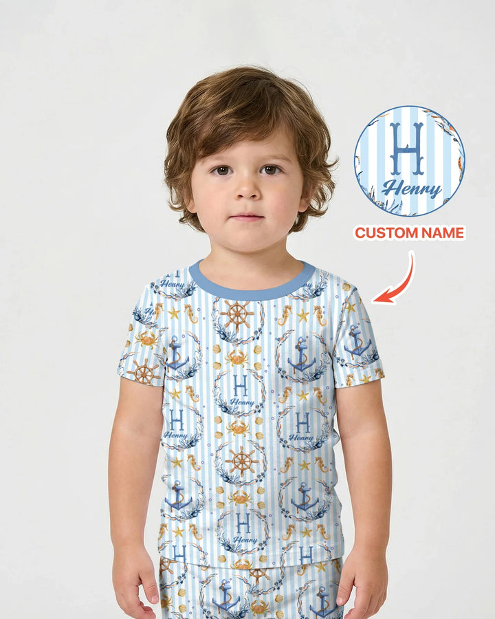 Zweiteiliges Pyjama-Set mit kurzen Ärmeln und Shorts im Sommer-Design