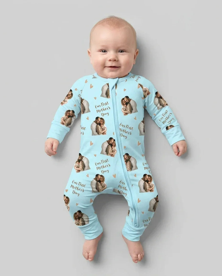 Gerippte Babykleidung mit individuellem Foto - Weich &amp; Skizzenhaft