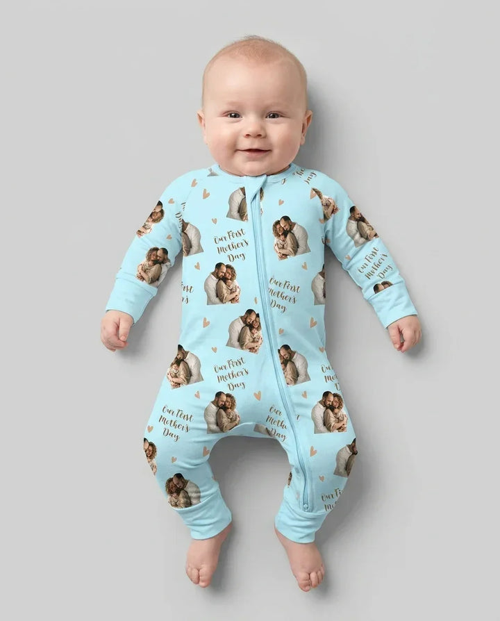 Gerippte Babykleidung mit individuellem Foto - Weich &amp; Skizzenhaft