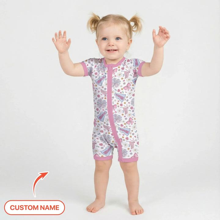 Custom Name Pastel Cheerleader Bamboo Shorty Zippy