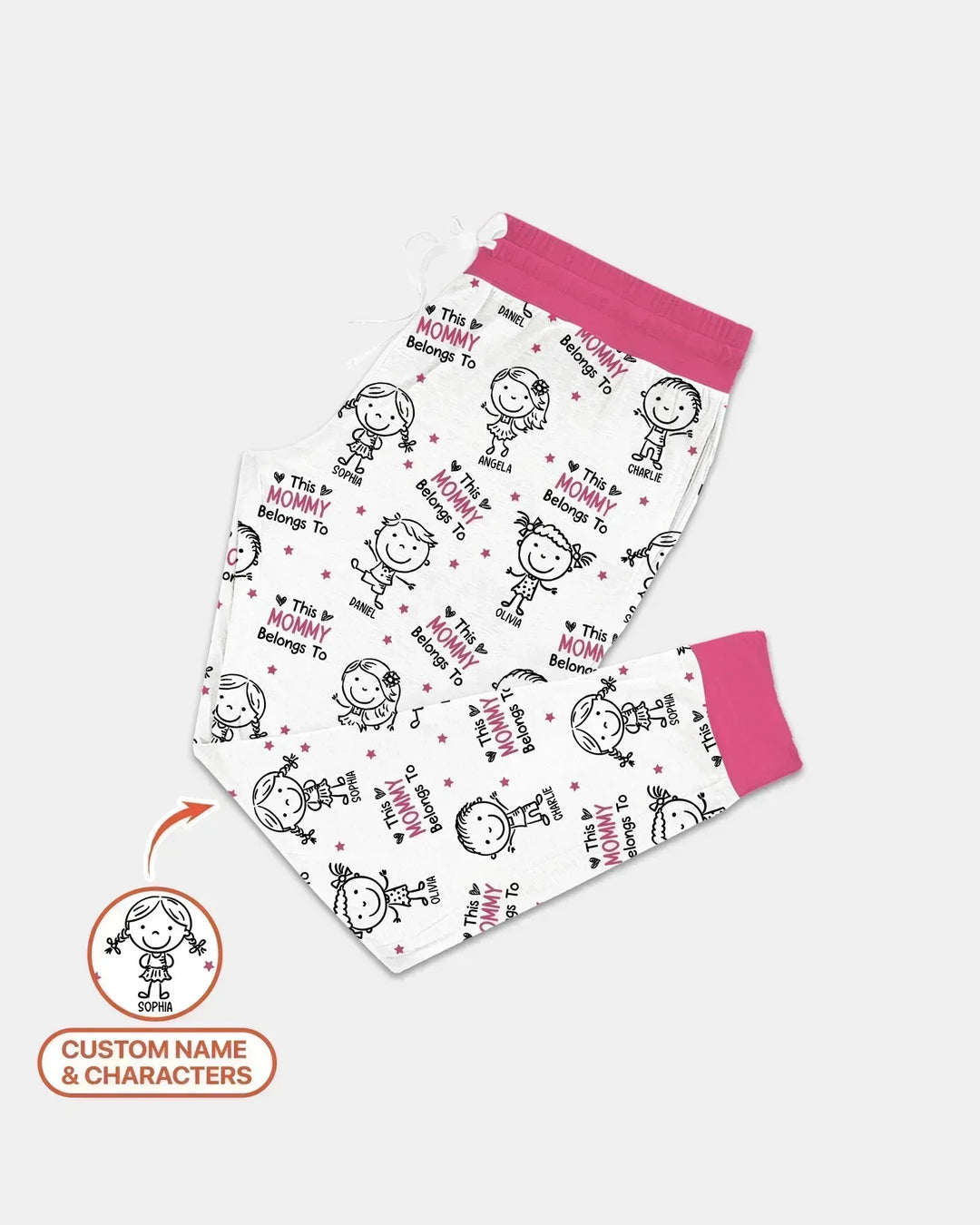 Personalisierter Name „Diese Mama gehört zu“ Doodle Bambus Damen Pyjama-Set