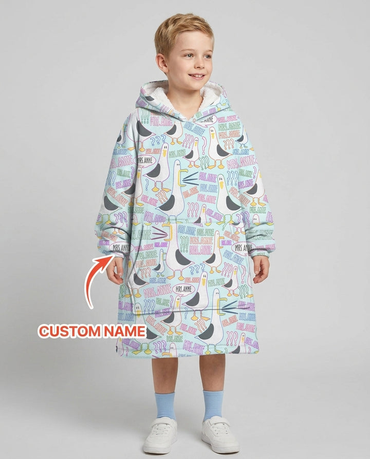 Teacher Teacher Teacher Funny Seagull Bamboo Blanket Hoodie