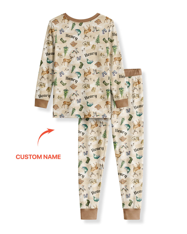 Personalized Funny Hunting Bamboo Two Piece Short Sleeve Pajama Set