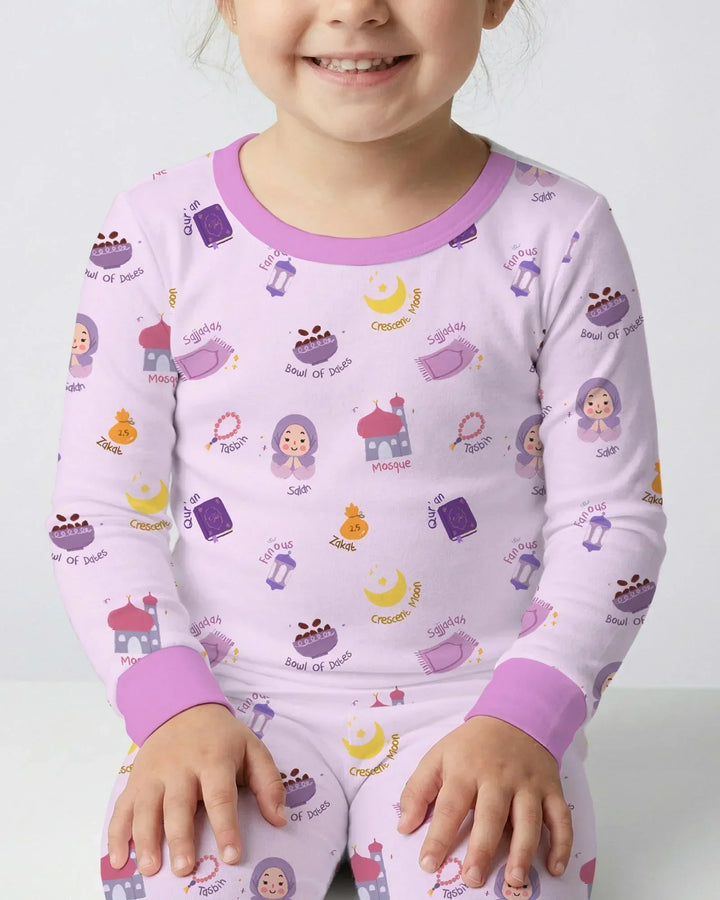 Zweiteiliges Langarm-Pyjama-Set mit Sommerfrüchten