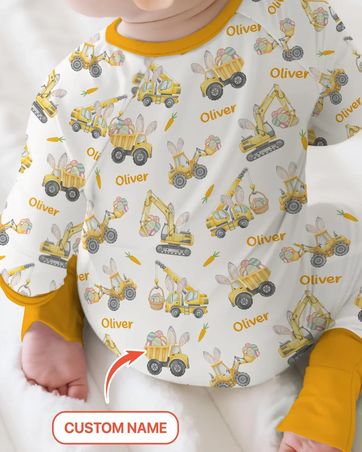 Custom name Eggs-cavator Construction Bamboo Convertible Zippy