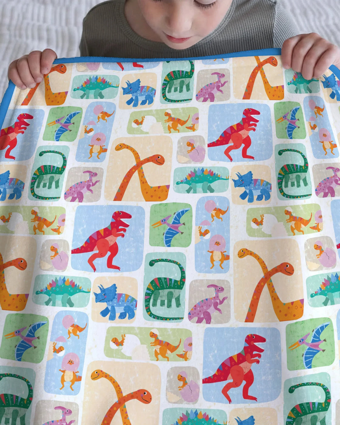 Rainbow Dino Friends Family Matching Bamboo Blanket
