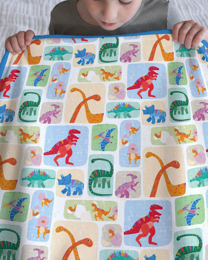 Rainbow Dino Friends Family Matching Bamboo Blanket