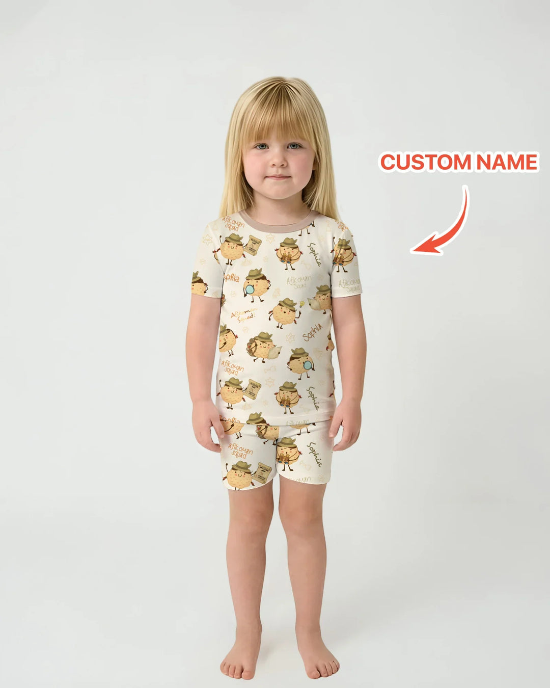 Zweiteiliges Pyjama-Set mit kurzen Ärmeln und Shorts im Sommer-Design