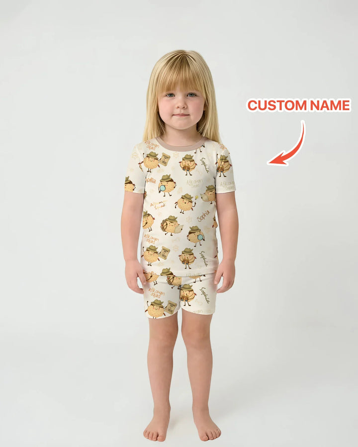 Zweiteiliges Pyjama-Set mit kurzen Ärmeln und Shorts im Sommer-Design