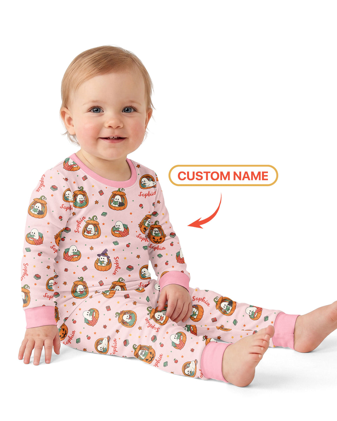 Bookish Boo Ghost Pumpkin Bamboo Two Piece Long Sleeve Pajama Set