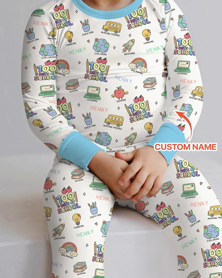 Zweiteiliges Langarm-Pyjama-Set mit Sommerfrüchten