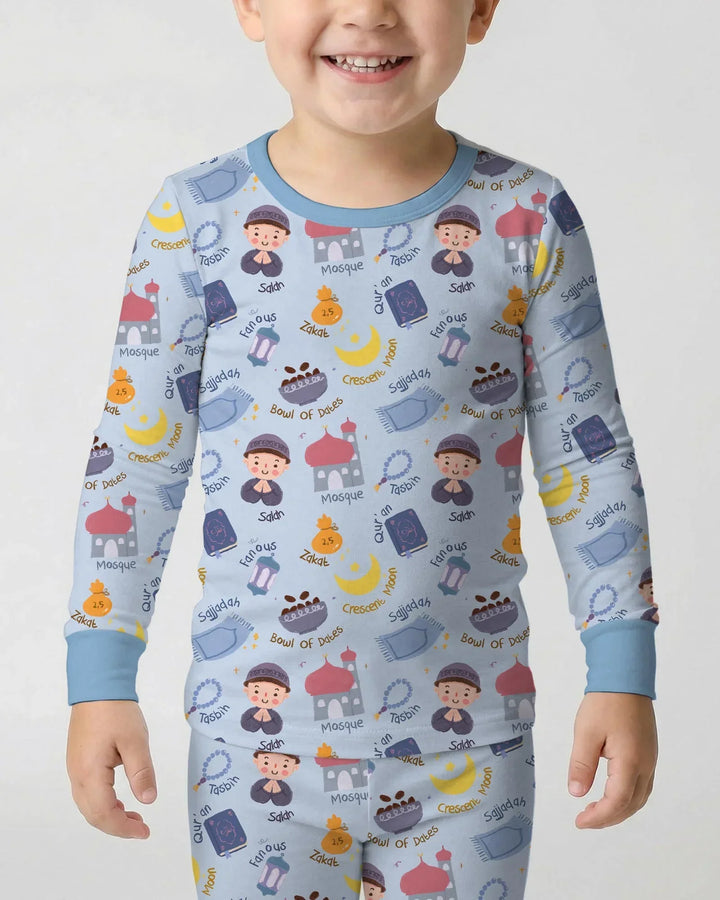Zweiteiliges Langarm-Pyjama-Set mit Sommerfrüchten