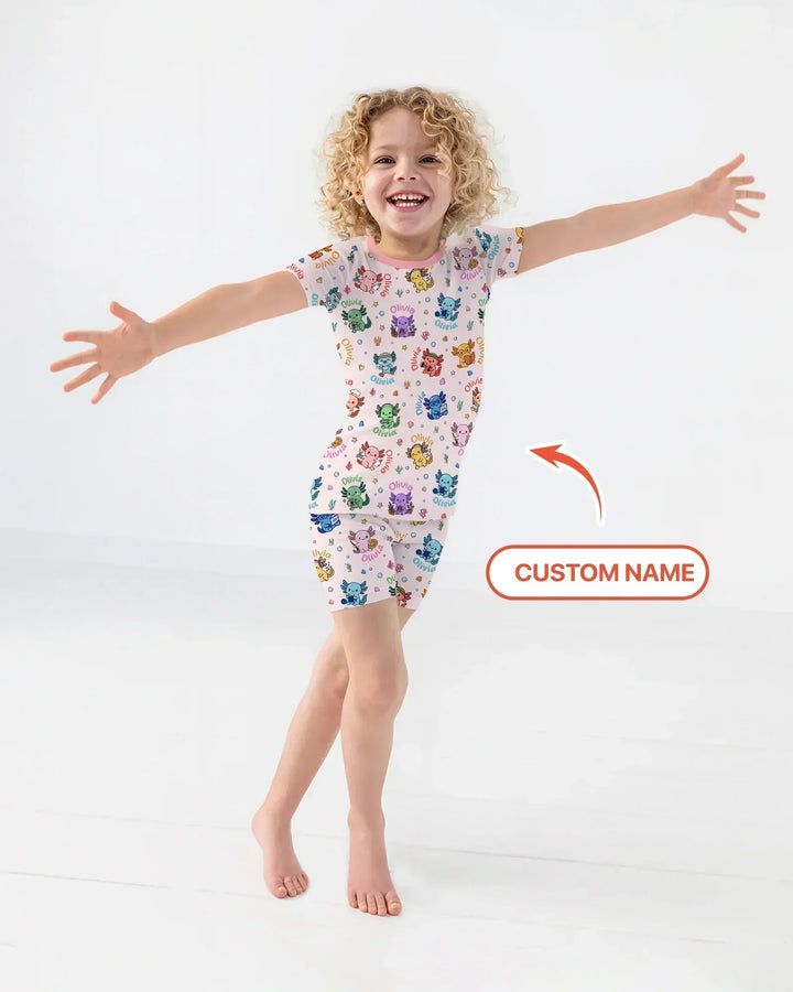 Zweiteiliges Pyjama-Set mit kurzen Ärmeln und Shorts im Sommer-Design