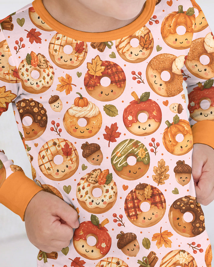 Cute Fall Donut Bamboo Two Piece Long Sleeve Pajama Set