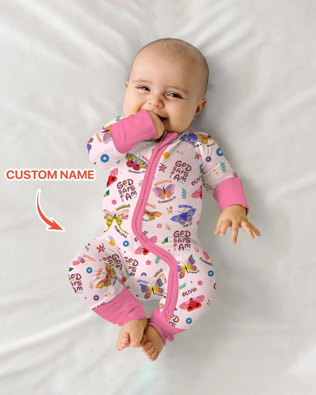 Custom Name God says I am Butterfly Bamboo Convertible Zippy