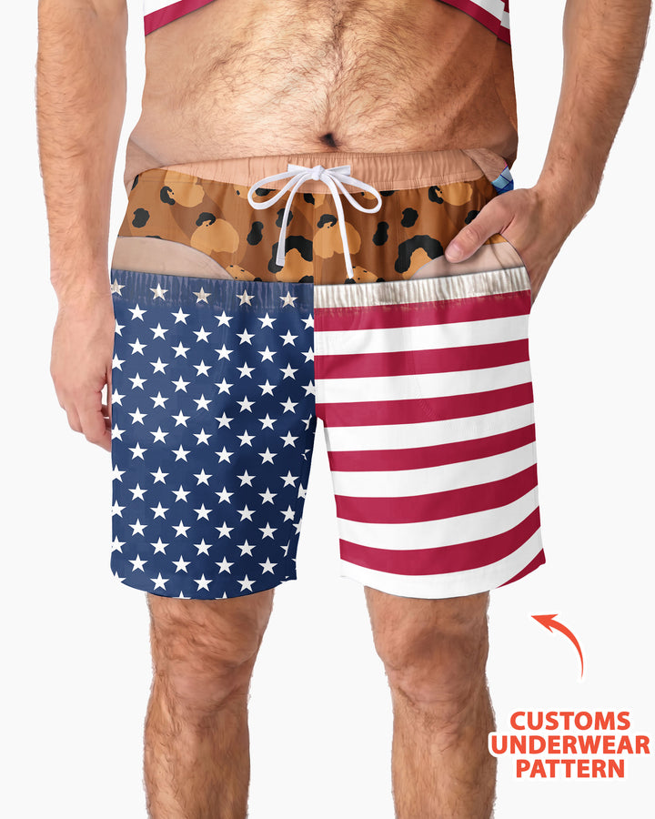 Funny Patriotic Bamboo Men Short Sleeve Short Pajama Set