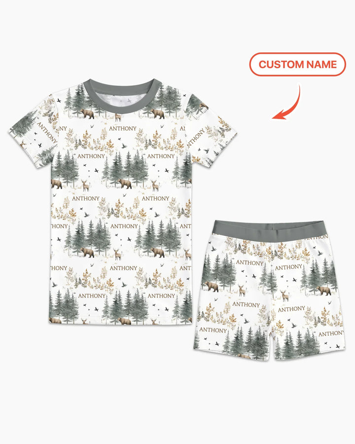 Zweiteiliges Pyjama-Set mit kurzen Ärmeln und Shorts im Sommer-Design
