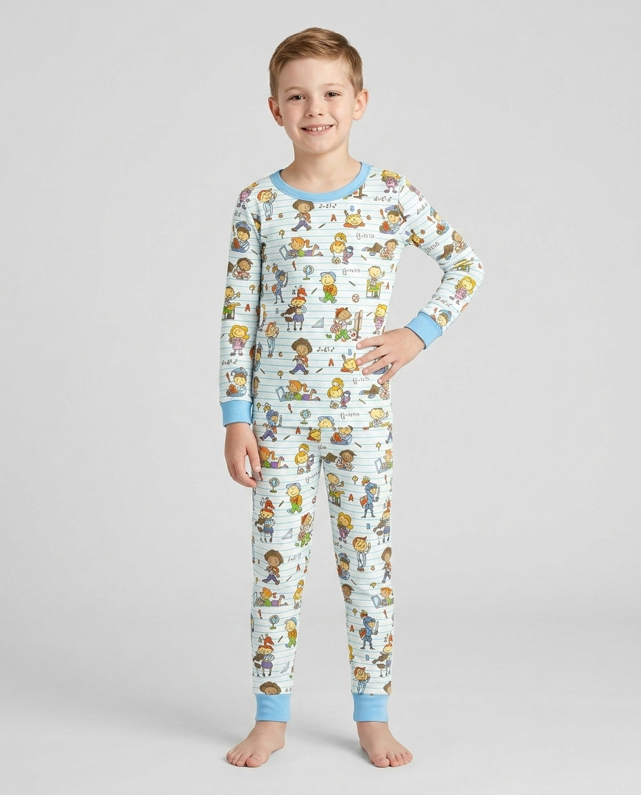 Zweiteiliges Langarm-Pyjama-Set mit Sommerfrüchten