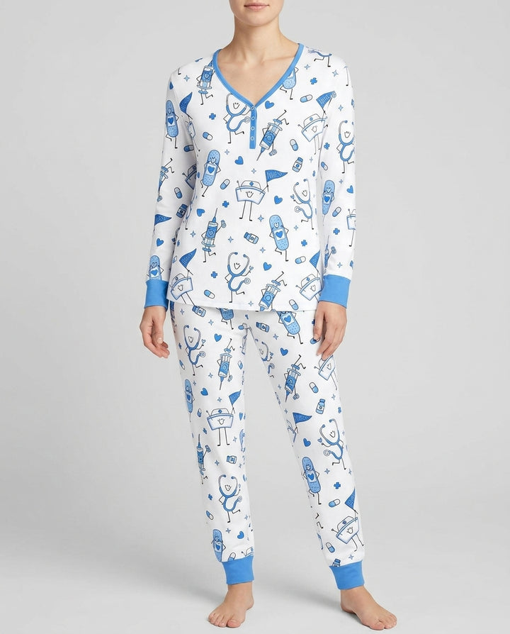 Familien-Pyjama-Set aus Bambus für Damen mit Küsten-Charme