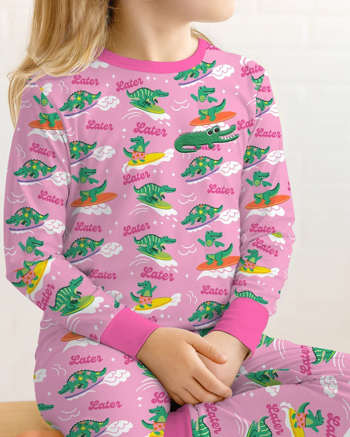 Zweiteiliges Langarm-Pyjama-Set mit Sommerfrüchten