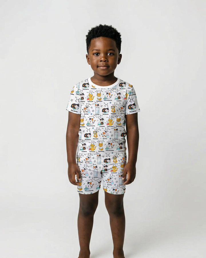 Biochemistry Cat Bamboo Two Piece Short Sleeve Shorts Pajama Set