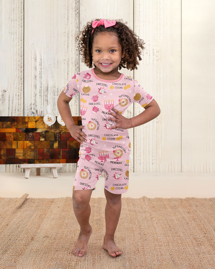 Family Hanukkah Matching Bamboo Two Piece Short Sleeve Shorts Pajama Set