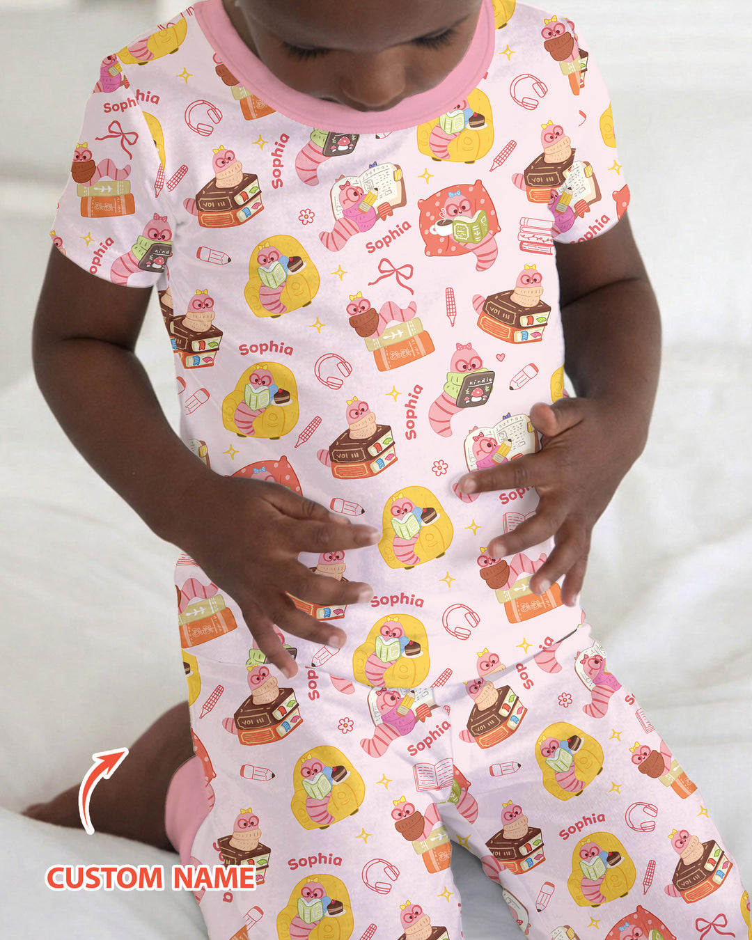 Little Book Worm Family Matching Bamboo Two Piece Short Sleeve Pajama Set