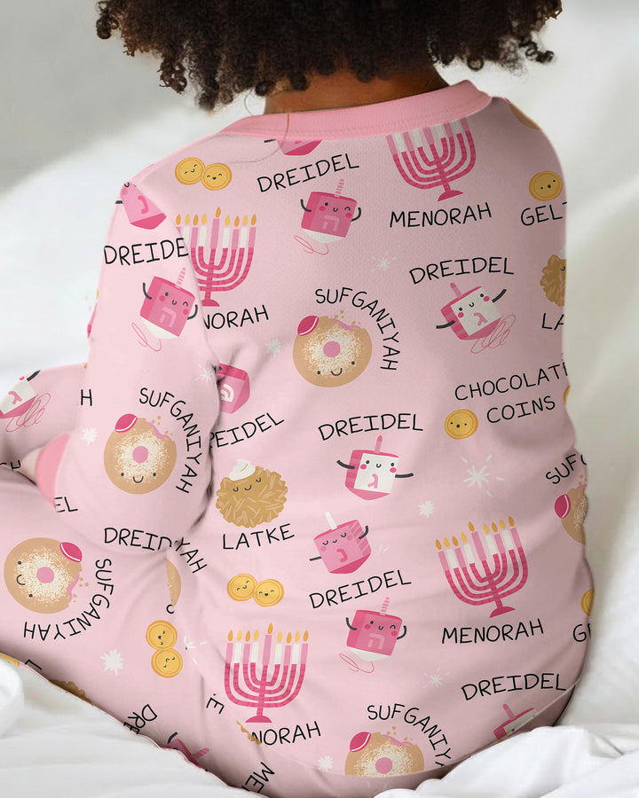 Family Hanukkah Matching Bamboo Two Piece Long Sleeve Pajama Set