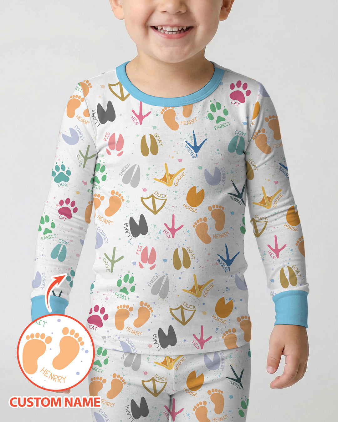 Zweiteiliges Langarm-Pyjama-Set mit Sommerfrüchten