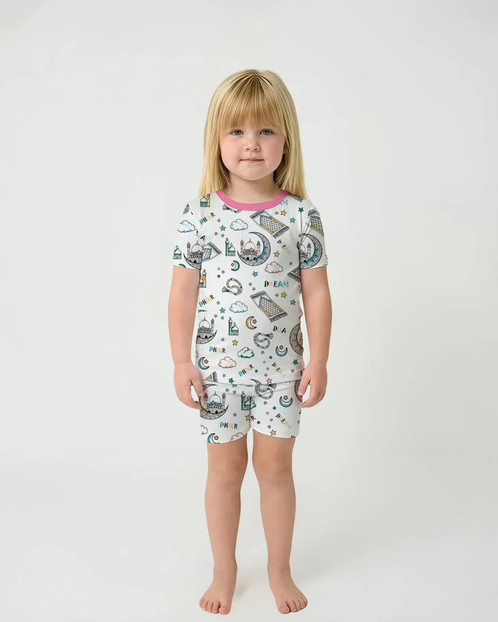 Dua, Dhikr, Dream Matching Family Bamboo Two Piece Short Sleeve Shorts Pajama Set