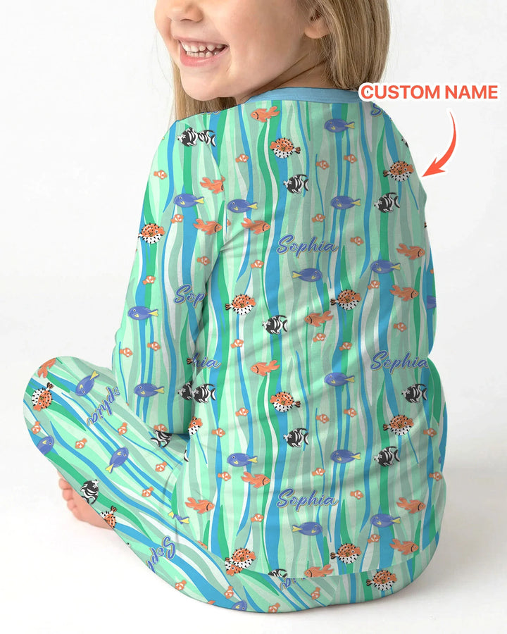 Zweiteiliges Langarm-Pyjama-Set mit Sommerfrüchten