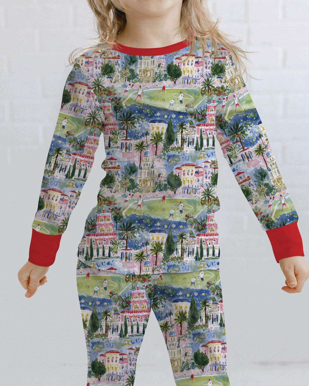 Zweiteiliges Langarm-Pyjama-Set mit Sommerfrüchten