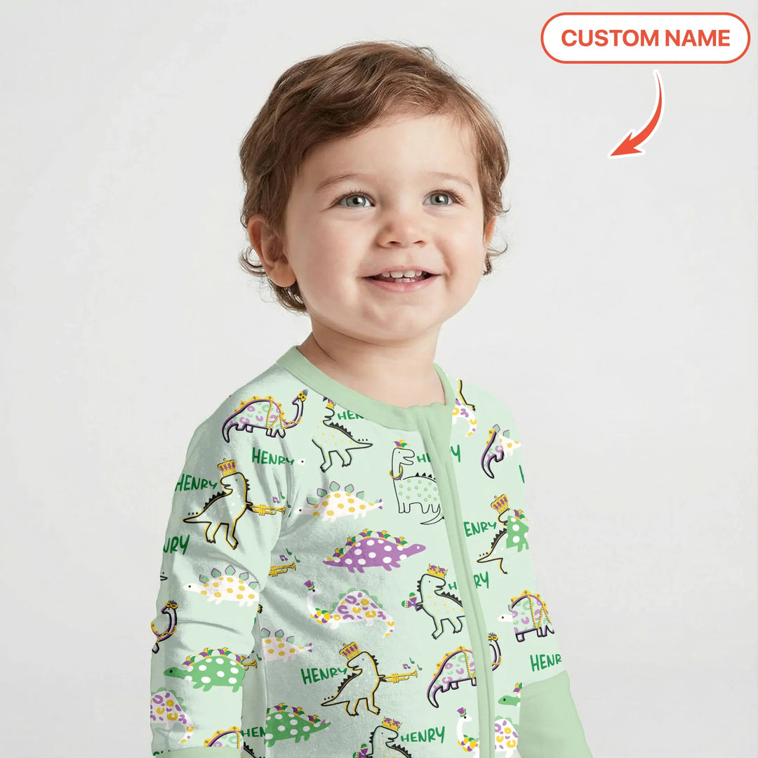 Custom Name Mardi Gras Saurus Bamboo Convertible Zippy