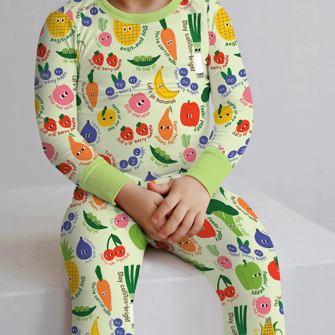 Little Veggie Garden Bamboo Two Piece Long Sleeve Pajama Set