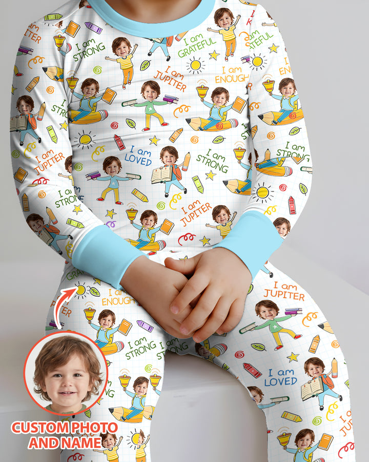 Zweiteiliges Langarm-Pyjama-Set mit Sommerfrüchten