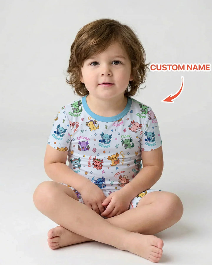Zweiteiliges Pyjama-Set mit kurzen Ärmeln und Shorts im Sommer-Design