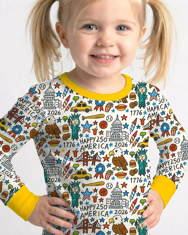Zweiteiliges Langarm-Pyjama-Set mit Sommerfrüchten