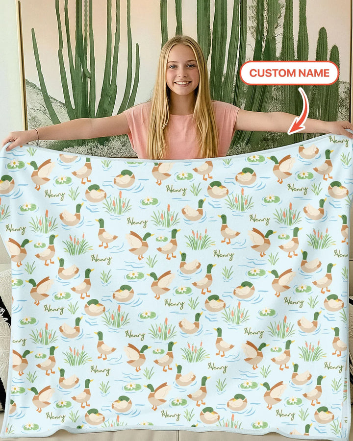 Personalized Mallard Duck Bamboo Blanket