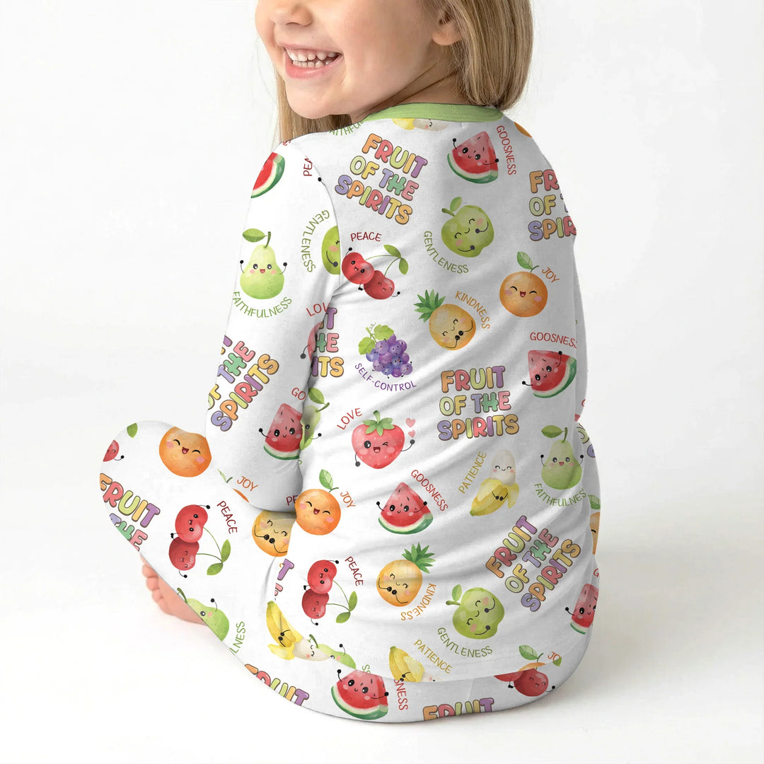 Zweiteiliges Langarm-Pyjama-Set mit Sommerfrüchten