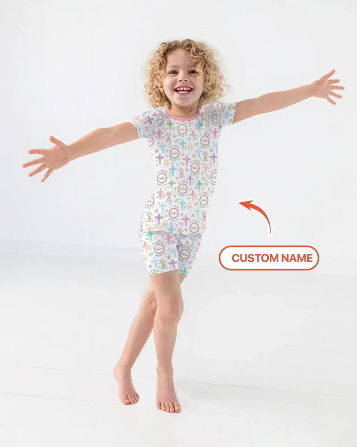 Zweiteiliges Pyjama-Set mit kurzen Ärmeln und Shorts im Sommer-Design