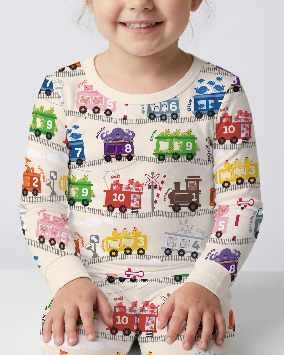 Zweiteiliges Langarm-Pyjama-Set mit Sommerfrüchten