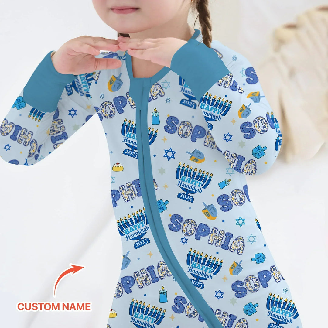 Custom name Happy Hanukkah 2025 Bamboo Convertible Zippy