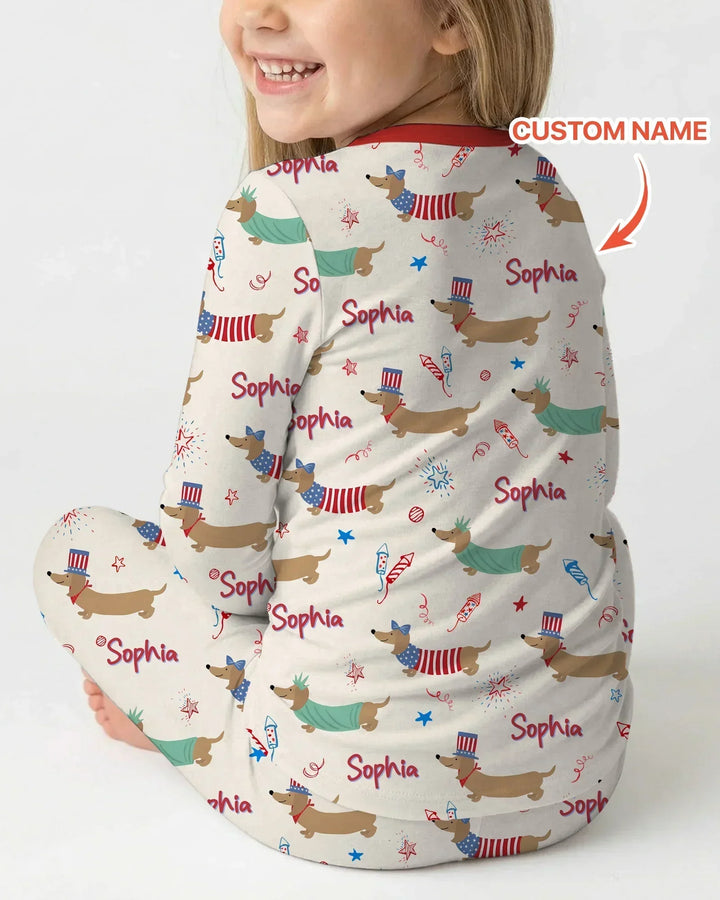 Zweiteiliges Langarm-Pyjama-Set mit Sommerfrüchten