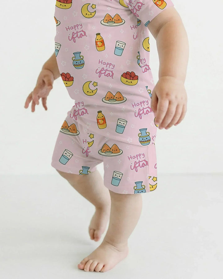 Iftar Party Bamboo Two Piece Short Sleeve Shorts Pajama Set