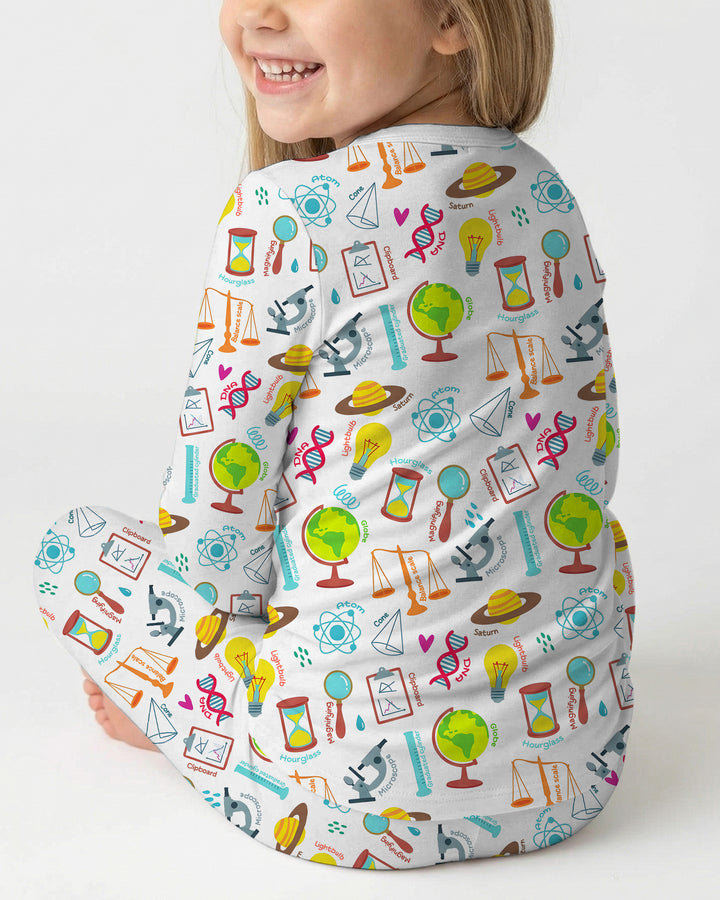 Tiny Scientist Explores The World Bamboo Two Piece Long Sleeve Pajama Set