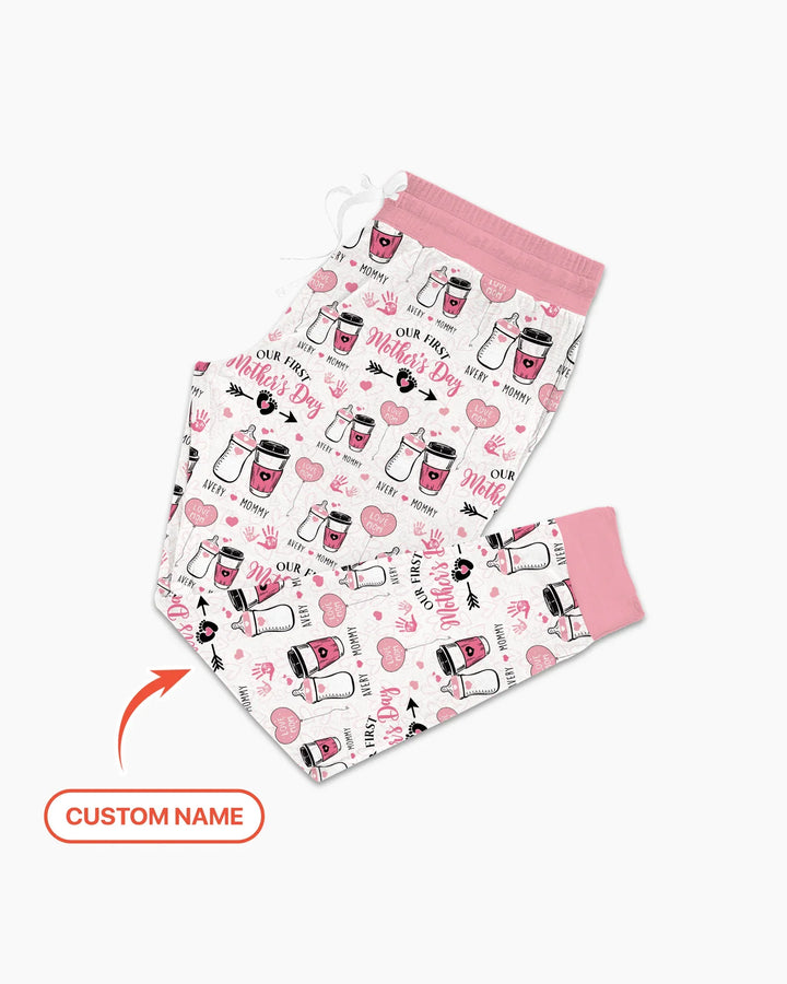 Personalisiertes „Erster Muttertag“-Trink-Pyjama-Set aus Bambus für Damen