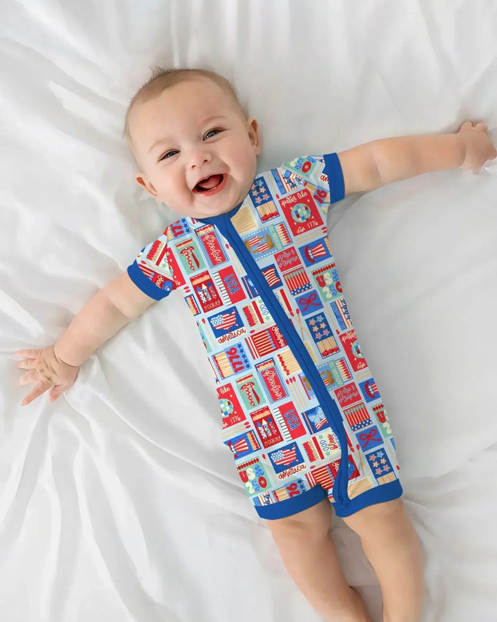 Patriotic Matchbox Family Matching Bamboo Shorty Zippy