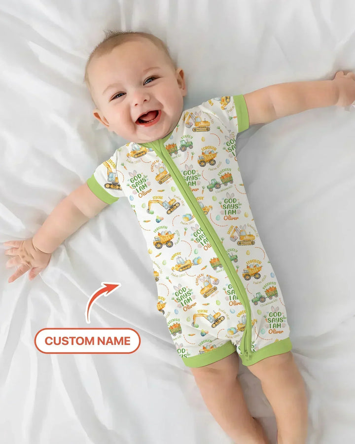 Happy Easter God Says I Am Custom Name Bamboo Shorty Zippy